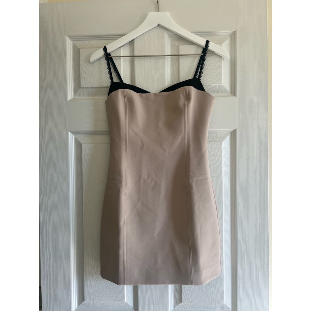 Hello Molly Tan Mini Dress with Black Straps